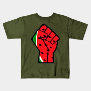 Watermelon Palestine Black Power Fist - Left Sisd - Front Kids T-Shirt